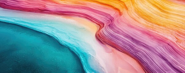 Poster - Weathering process idea. Vibrant abstract landscape with flowing colors and dynamic textures in a serene environment.