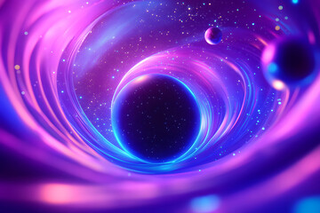 Wall Mural - Vibrant space vortex, cosmic black hole concept illustration