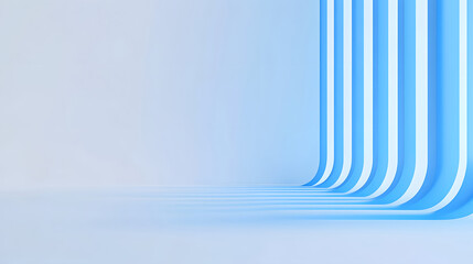 Poster - 3D rendering blue space background, blue fresh three-dimensional geometric e-commerce booth background