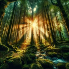 Wall Mural - singing forest a forest of trees that sing in unison creating a