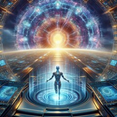 Wall Mural - the singularity event technological transcendence the moment whe
