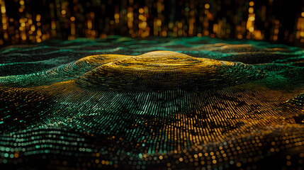 Aufkleber - Dynamic wave patterns digital landscape abstract art virtual environment aerial view data visualization concepts