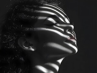 Poster - Minimalist Monochrome Portrait Emerging from Shadows with Crisp Lines