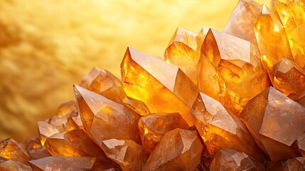 Poster - Weathering process concept. Shimmering golden crystals with vibrant hues and intricate formations.