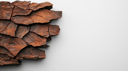 Poster - Weathering process concept. Close-up of textured bark showcasing natural patterns and rich brown tones.