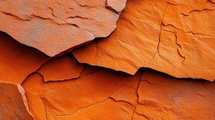 Poster - Weathering process concept. Abstract view of textured orange rock layers showcasing natural erosion patterns.