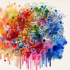 Wall Mural - watercolor ascii art