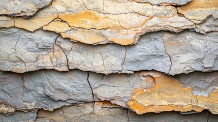 Poster - Weathering process concept. Textured layers of natural rock showcasing various shades and patterns of minerals.