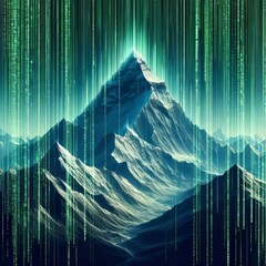 Wall Mural - mount everest in matrix code style the world's highest peak is d