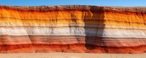 Poster - Weathering process idea. Stunning layered rock formations showcasing vibrant colors in natural landscape.