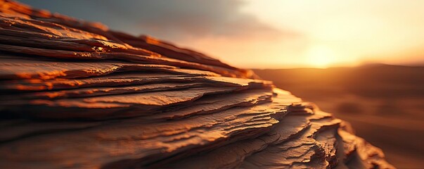 Poster - Weathering process concept. Stunning rock formations under a warm sunset in a vast desert landscape.