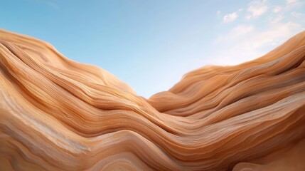 Poster - Weathering process concept. Stunning view of smooth, wavy rock formations under a bright blue sky.
