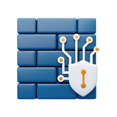 Poster - Digital Security Shield on Brick Background for Cyber Protection Concept