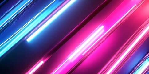 Leinwandbilder - Abstract Diagonal Neon Lines Vibrant Pink Blue Light Glowing Bright Modern Futuristic Background Digital Art Graphic Design Illustration Energetic Dynamic Trendy Vivid Color Scheme Stylish Technology 