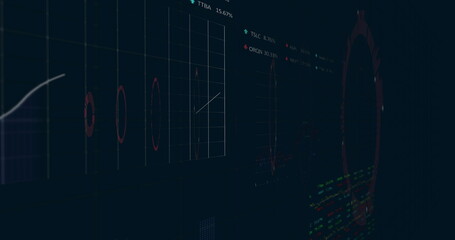 Poster - image of financial data processing over black background