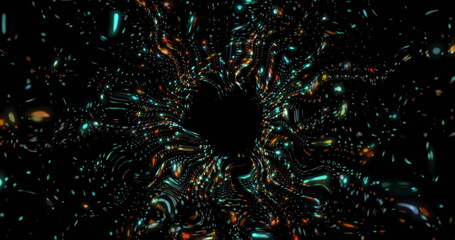 Wall Mural - image of colourful shapes moving on black background