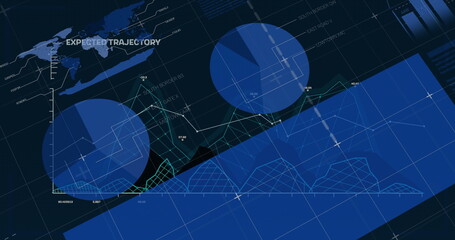 Poster - image of financial data processing over black background