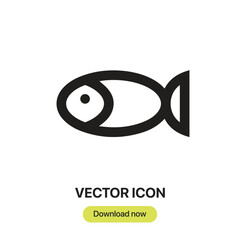 Fototapete - Fish icon vector. Linear-style sign for mobile concept and web design. Fish symbol illustration. Pixel vector graphics - Vector.	