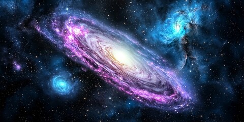 Wall Mural - A stunning galaxy with vibrant colors spiraling through the cosmos, showcasing the beauty and mystery of the universe.