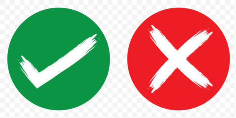 Poster - Click the check mark vector button. Vector of a red cross with a green checkmark. EPS 10.