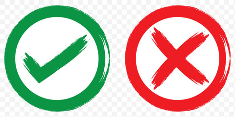 Poster - Click the check mark vector button. Vector of a red cross with a green checkmark. EPS 10.