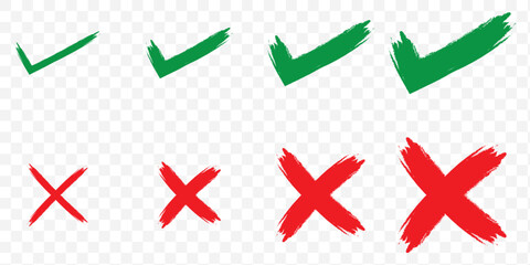 Poster - click the check mark vector button. vector of a red cross with a green checkmark. eps 10.
