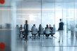 © fadi - Abstract blur image of Business people walking at modern hallway with bokeh for background usage