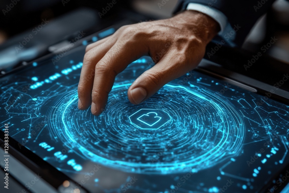 Exploring Advanced Technology: A Male Business Professional Interacting ...