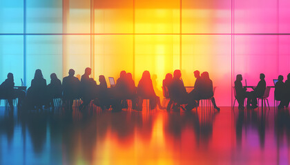 Wall Mural - abstract blur image of business people walking at modern hallway with bokeh for background usage