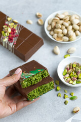 Wall Mural - delicious pistachio and kataifi Dubai chocolate bar