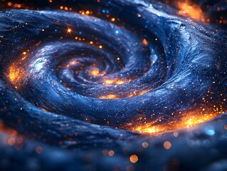 Poster - Vibrant Glowing Spiral of Cosmic Stars Representing the Cycle of Life and Death