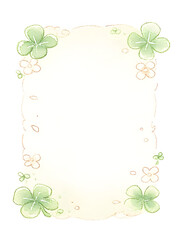Wall Mural - paper with thin hand-drawn border in watercolor style. the border features fun doodles of shamrocks,