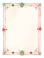 Wall Mural - paper with thin hand-drawn border in watercolor style. the border features fun doodles of shamrocks,