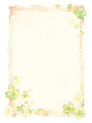 Wall Mural - paper with thin hand-drawn border in watercolor style. the border features fun doodles of shamrocks,