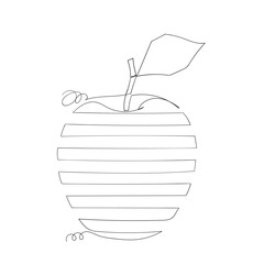 Fototapete - One line apple fruit symbol doodle drawing