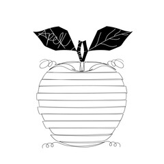 Fototapete - One line apple fruit symbol doodle drawing
