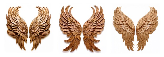 Poster - Isolated collection of ornate decorative wings in various styles and textures. Elegant and detailed, perfect for artistic projects.