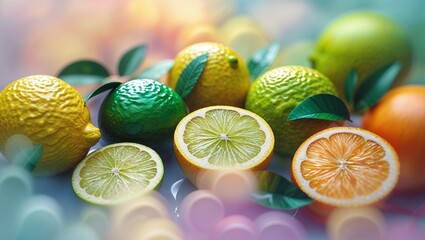 Poster - fresh citrus fruits arranged on a table with vibrant colors showcasing variety and freshness during 