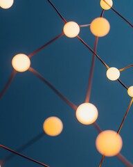 Poster - Futuristic Tech Visualization Luminous Digital Network Graph with Geometric Connections for Data Flow Insight and Smart Connectivity Solutions in Business Innovation