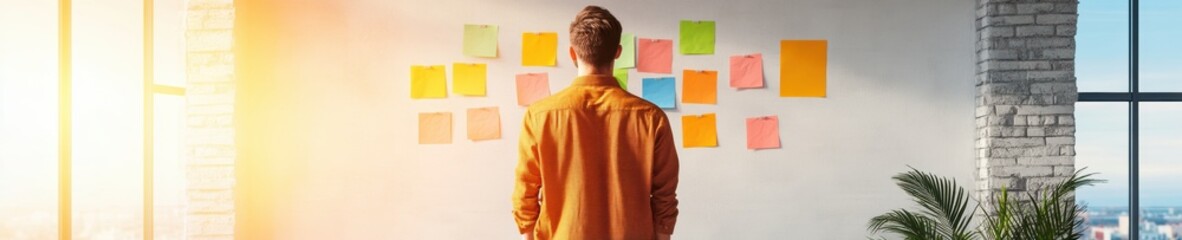 Aufkleber - Creative Collaboration Hub Professional Brainstorming at Modern Whiteboard Wall with Sticky Notes - Dynamic Office Ideation for Innovation in Business Strategy and Productivity