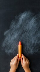 Leinwandbilder - Interactive Chalkboard Learning Playful Rocket and Wooden Desk Setup - Engaging Classroom Content for Innovative Education and Creative Teaching Solutions