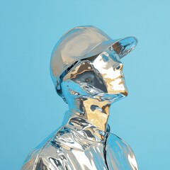 Poster - Futuristic Healthcare Aesthetic Liquid Metal Medical Uniform for Advanced Technology Integration in Modern Hospitals and Innovative Wellness Spaces