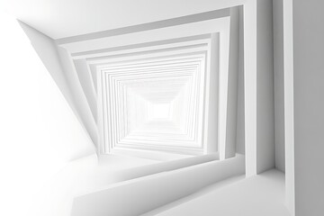 Fototapete - Abstract White Tunnel Architecture, 3D Rendering