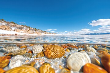 Poster - Transparent Aesthetic in Nature Crystal-Clear Frozen Lake with Trapped Bubbles - Environmental Insights for Sustainable Design and Eco-Friendly Branding