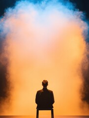 Fototapete - Contemporary Concert Venue Aesthetic Silhouetted Audience Facing Dynamic Illuminated Stage and Lighting Rigs - Live Entertainment Content for Multimedia Marketing and Event Planning