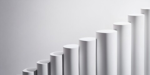 Poster - Sleek Modern Graph Display Monochrome Cylindrical Steps on Matte Background - Data Visualization and Contemporary Office Decor for Business Insight Optimization