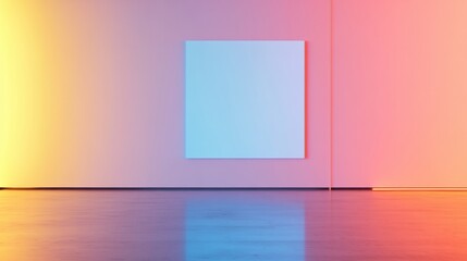 Aufkleber - Neon-Lit Digital Office Display Futuristic Glass Wall with Ambient LED Reflection for Modern Workspace Design and Immersive Content Presentation
