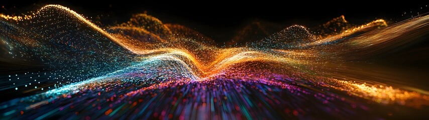 Leinwandbilder - Mesmerizing Cosmic Dance of Vibrant Lights and Swirling Energy A captivating digital of a psychedelic ethereal and hypnotic explosion of colorful glowing particles and rays