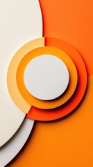 Fototapete - Vibrant Layered Paper Art Bold Circles in Orange and White for Modern Office Branding - Dynamic Visual Content and Creative Marketing Imagery