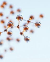 Poster - Futuristic Molecular Art Glass Molecular Structure and Atomic Bonds in Sky Blue - Immersive Biochemical Visualization for Tech-Savvy Scientific Research Displays